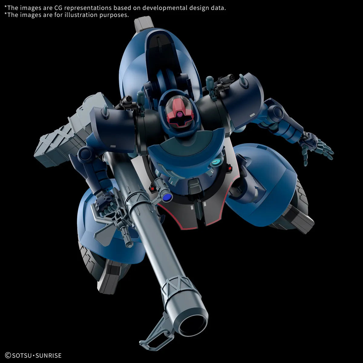 Gunpla Challia's Rick Dom GQ HG 1/144 – maquette montée pose dynamique vue avant