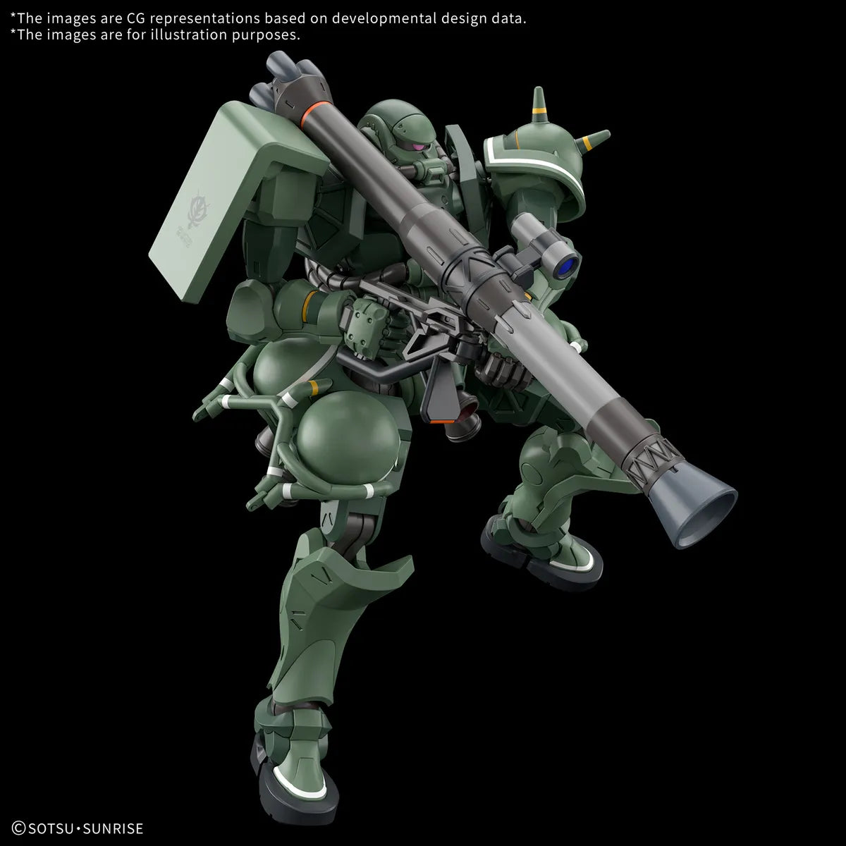 Gunpla Zaku GQ HG 1/144 – maquette montée pose dynamique avec arme