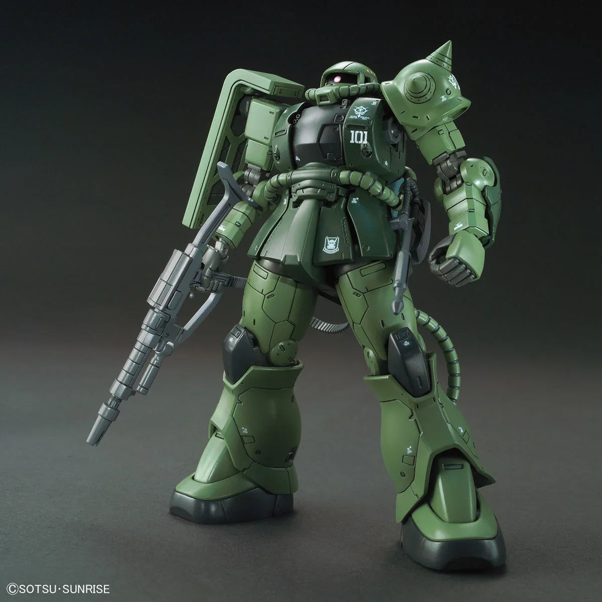 HG 1/144 Zaku Gundam The Origin - Maquette montée vue de face