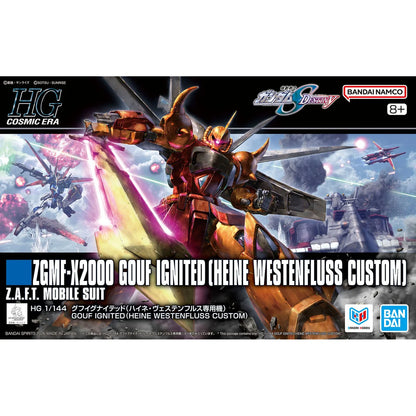 Gunpla HG Gouf Ignited (Heine Westenfluss Custom) - Boîte Bandai