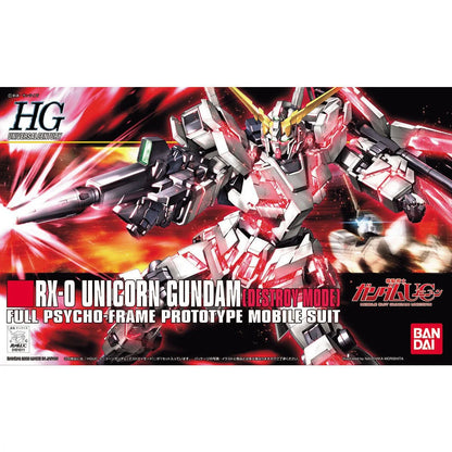 HG 1/144 RX-0 Unicorn Gundam (Destroy Mode) - boîte Bandai